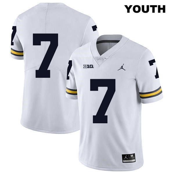 Youth NCAA Michigan Wolverines Khaleke Hudson #7 No Name White Jordan Brand Authentic Stitched Legend Football College Jersey MH25G68PT